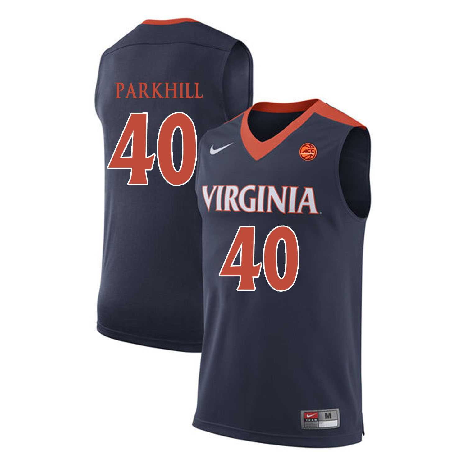 Virginia Cavaliers #40 Barry Parkhill Navy College Basketball Jersey
